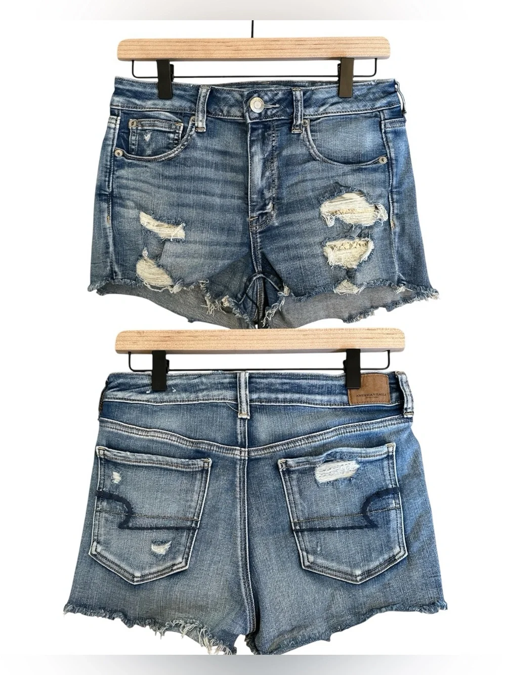 American Eagle Distressed Denim Shorts Trashy Y2K Grunge Jean Cutoffs Small